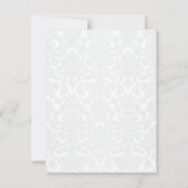 Pink, White, and Gray Damask Reply Card (Back)