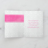 Pink, White, and Gray Damask Thank You Card (Inside)