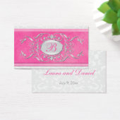Pink, White, and Gray Damask Wedding Favor Tag (Desk)