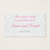 Pink, White, and Gray Damask Wedding Favor Tag (Back)