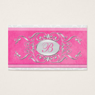 Pink, White, and Gray Damask Wedding Favor Tag