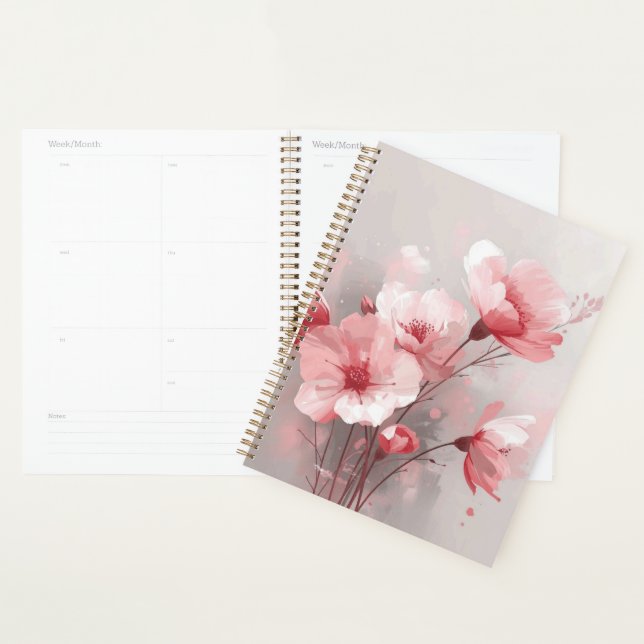 Pink, White, and Gray Florals Planner (Display)