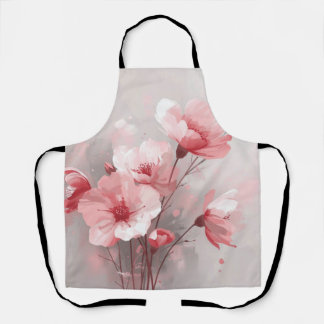 Pink, White, and Gray Foral Apron