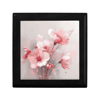 Pink, White, and Gray Foral Gift Box