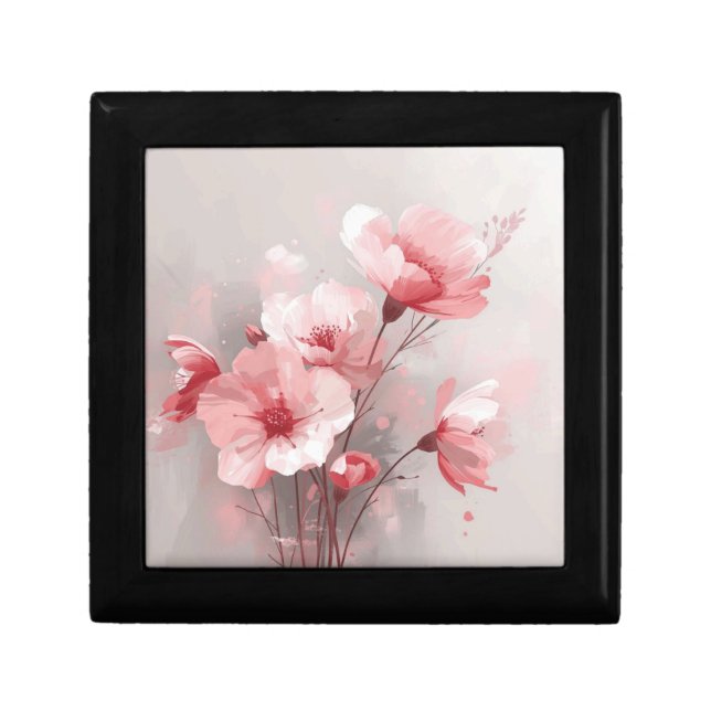 Pink, White, and Gray Foral Gift Box (Front)