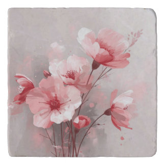 Pink, White, and Gray Foral Trivet