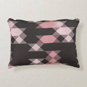 pink white and gray geometric accent pillow