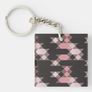 pink white and gray geometric keychain