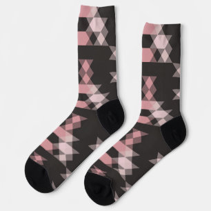 pink white and gray geometric socks