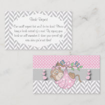 Pink, White and Gray Monkey Book Request Enclosure Card