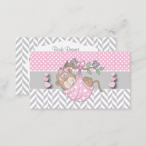 Pink White and Gray Monkey Book Request Enclosure Card