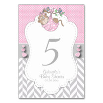 Pink, White and Gray Monkey - Table Numbers