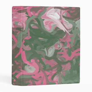 Pink, White and Green Abstract Mini Binder
