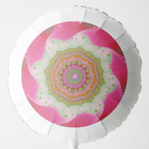 Pink, White and Green Fractal Birthday Balloon