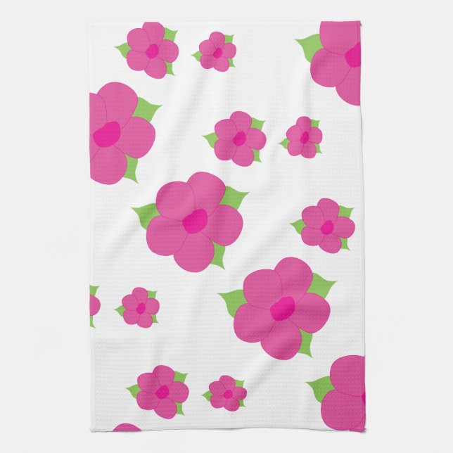 Pink White and green Kitchen Towel (Vertical)