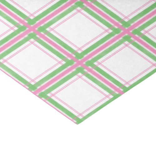 Pink White and Green Plaid Patterned Tissue Paper