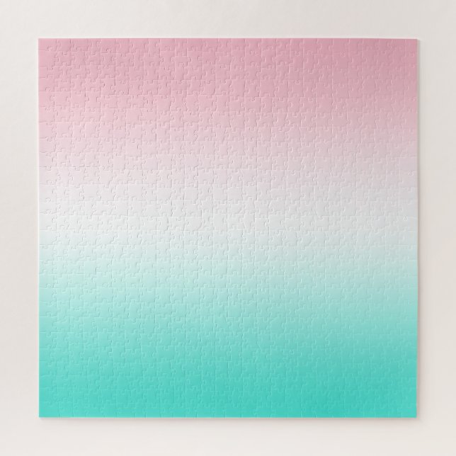Pink White and Turquoise Gradient Jigsaw Puzzle (Vertical)