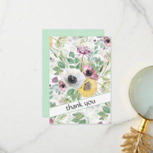Pink, white and yellow anemones.  thank you card