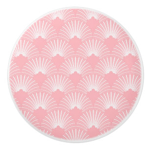 Pink & White Art-deco Pattern Ceramic Knob
