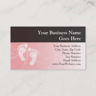 Pink/White Baby Footprints Business Card
