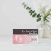 Pink/White Baby Footprints Business Card (Standing Front)