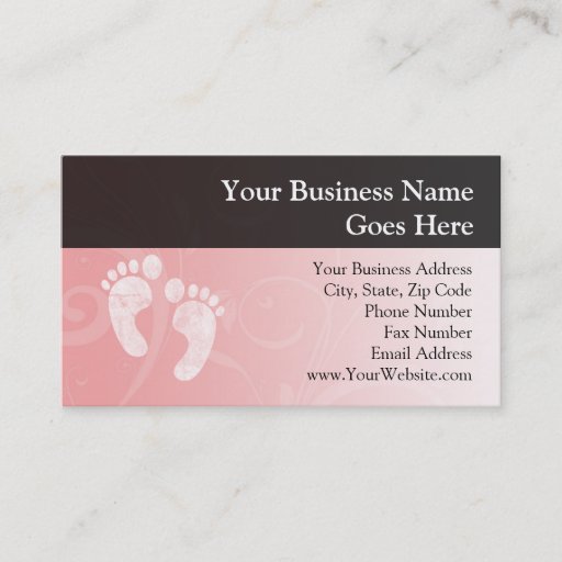 Customizable Pink/White Baby Footprints Business Card Template