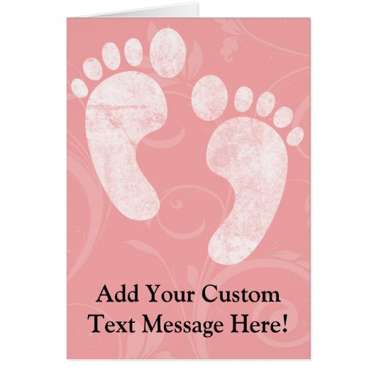 Pink/White Baby Footprints Cards (Front)