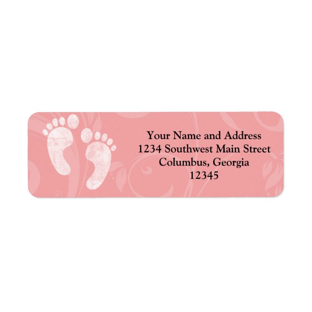 Pink/White Baby Footprints Label (Front)