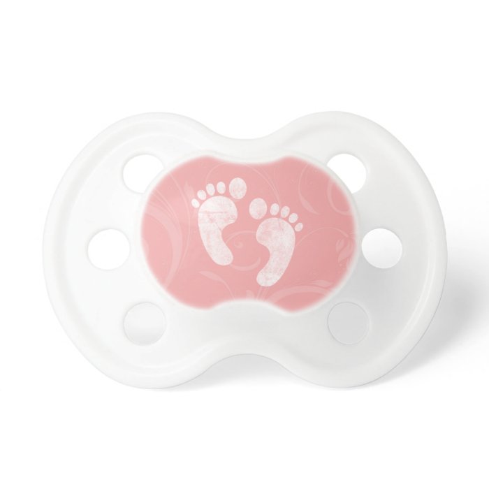 Pink/White Baby Footprints Pacifier