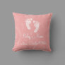 Pink/White Baby Footprints Personalized Throw Pillow