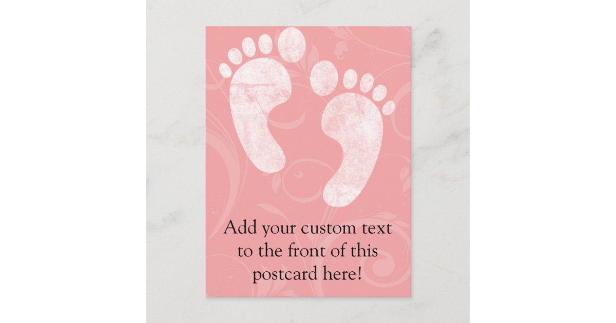 Pinkwhite Baby Footprints Postcard Zazzle