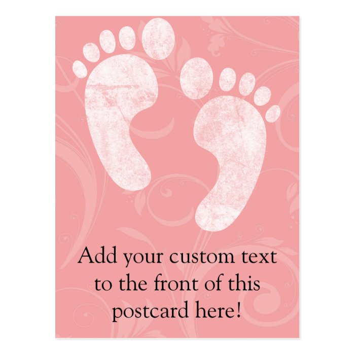 Pink/White Baby Footprints Postcard