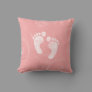 Pink/White Baby Footprints Throw Pillow