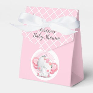 Pink & White Baby Jungle Elephant Party Favor Box