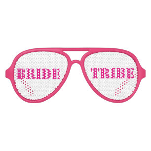 Pink White Bachelorette Bride Tribe Glasses