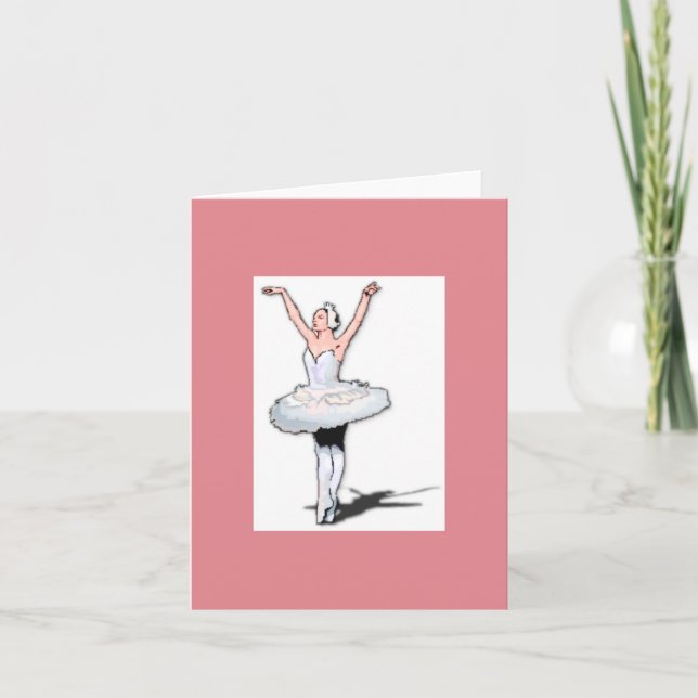Pink & White Ballet Dancer Ballerina Girl Note  Card (Front)