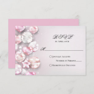 Pink White Balloons Quinceañera RSVP Card