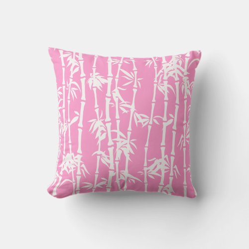 Pink white bamboo custom throw pillow