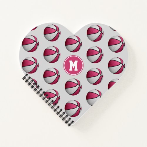 pink white basketballs pattern girls heart shaped notebook