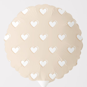 Pink White Beige Cute Simple Heart Pattern Balloon