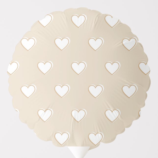 Pink White Beige Cute Simple Heart Pattern Balloon (Front)