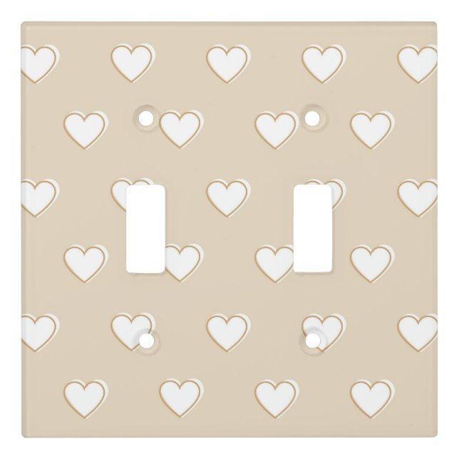 Pink White Beige Cute Simple Heart Pattern Light Switch Cover (Front)