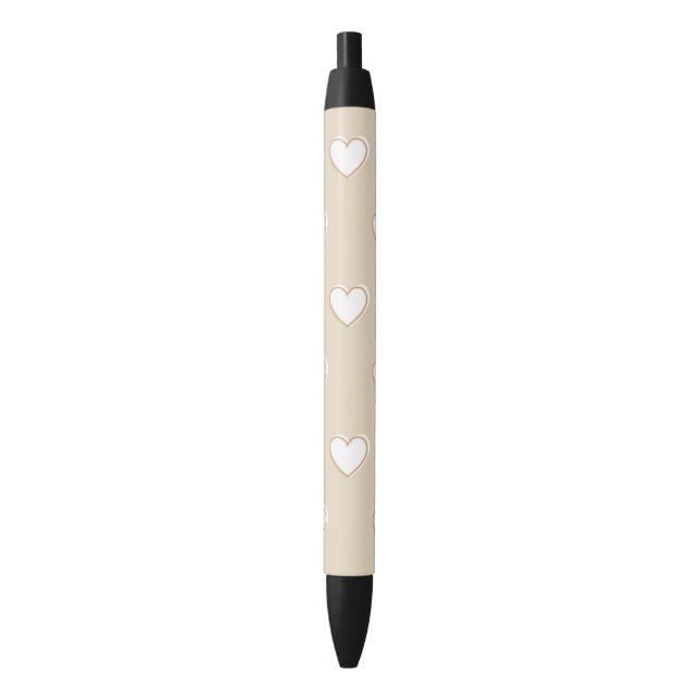 Pink White Beige Cute Simple Heart Pattern Pen (Front Vertical)
