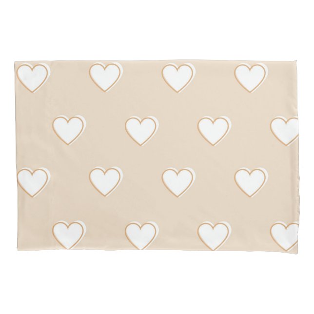 Pink White Beige Cute Simple Heart Pattern  Pillow Case (Front)