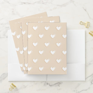 Pink White Beige Cute Simple Heart Pattern Pocket Folder