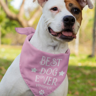 Pink White Best Pet Dog Ever Funny Bandana
