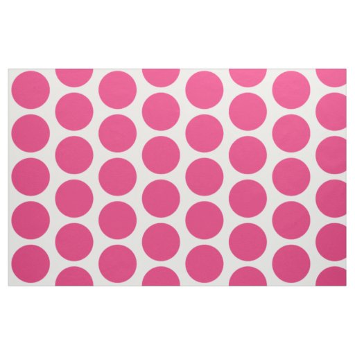 Pink White Big Polka Dots Fabric