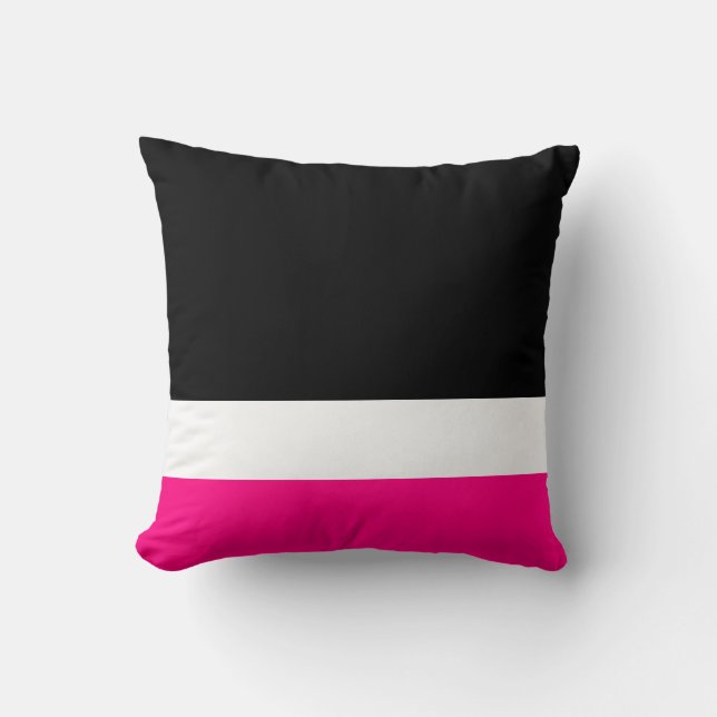 Pink White Black Colorblock Throw Pillow (Front)
