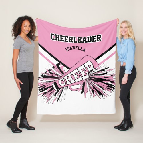 Pink White  Black _ For a Cheerleader    Fleece Blanket