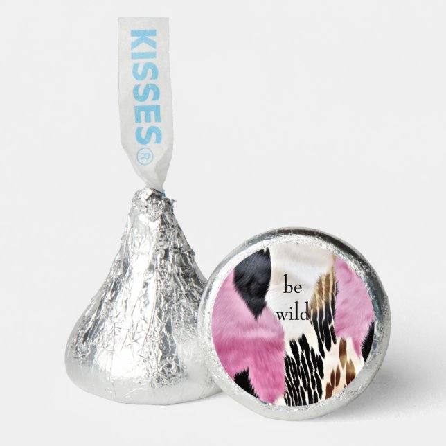 Pink White Black Girly Leopard Hershey®'s Kisses® (Front)